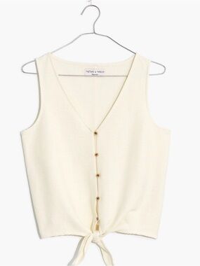 MADEWELL Texture & Thread White Ribbed Button Down Tank - Medium